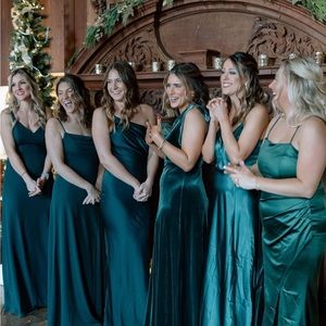 Birdy Grey satin emerald green dress